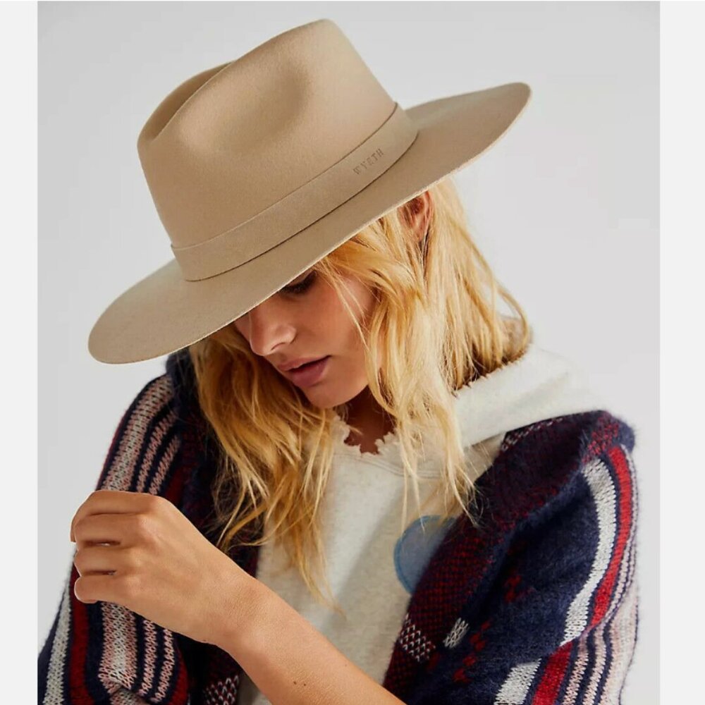 Wyeth Todd Magill Oatmeal Cream Wool Rancher Hat Blush Pink Grosgrain Ribbon